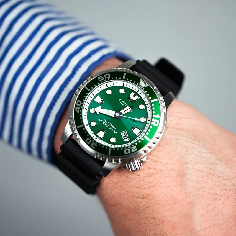 Citizen Promaster Marine Sea Eco-Drive Green Dial Men's Watch- BN0158-18X